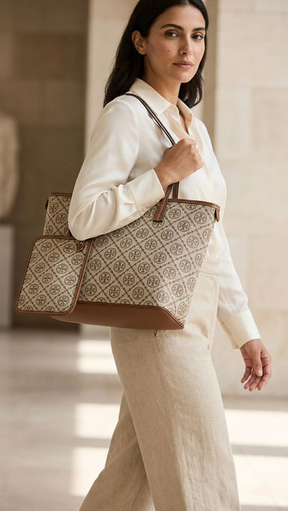ŤŌŖŶ ƁŪŔČĤ T Monogram Small Zip Tote Bags hippochi
