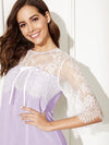 Bow Front Sheer Lace Yoke Night Dress Hippochi