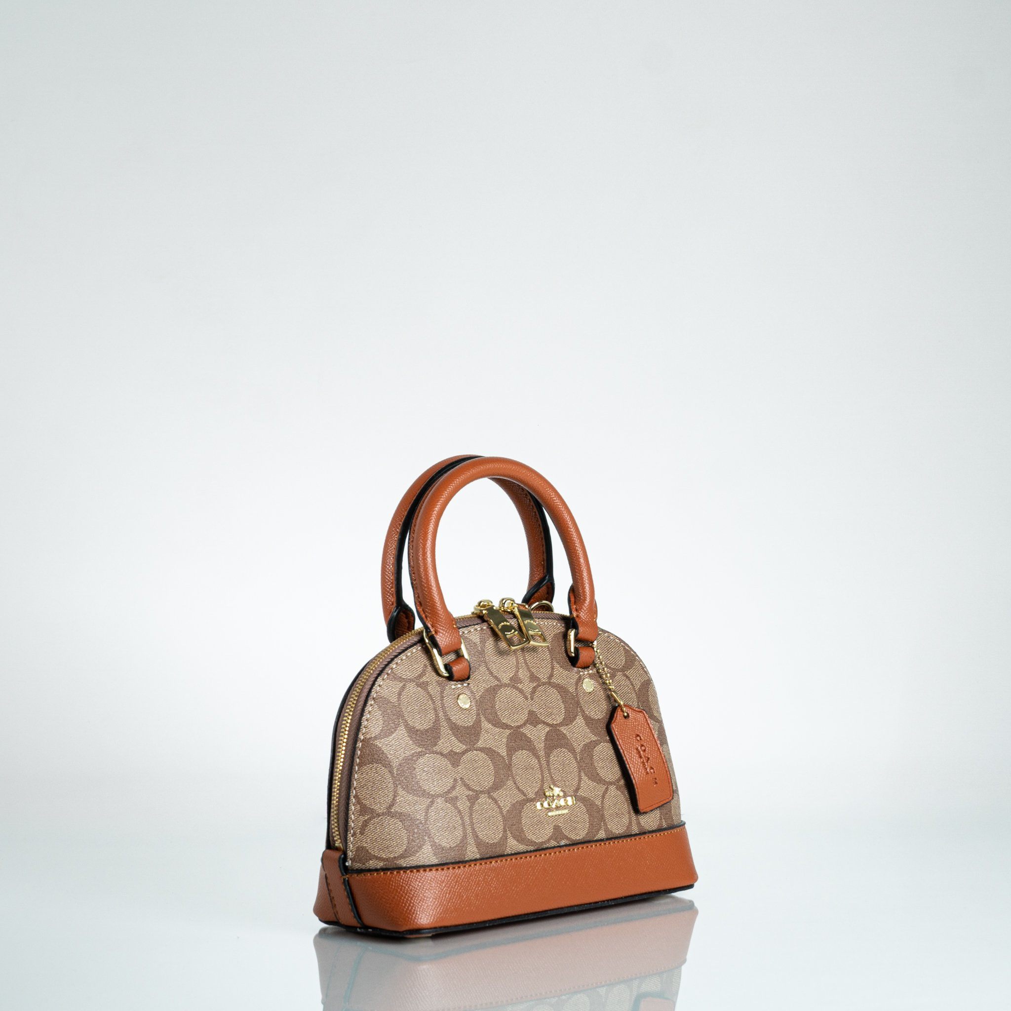 Coach F11808 Mini Bennett Satchel In Crossgrain Leather With Webbed Strap  Military Green