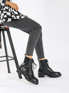 Lace-up Front Croc Embossed Ankle Boots Hippochi