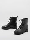 Lace-up Front Croc Embossed Ankle Boots Hippochi