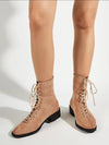 Lace-up Front Suede Ankle Boots Hippochi