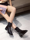 Square Toe Lace Up Ankle Boots Hippochi