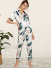 Tropical Print Satin Pajama Set Hippochi